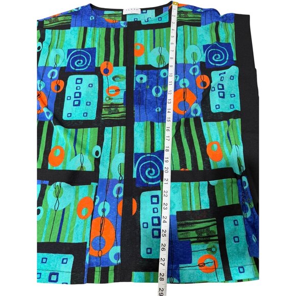 Terra Women's Abstract Print Top Multicolor Short Sleeve Bold Print Artsy Size M - Picture 6 of 8